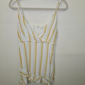 Le Lis Juniors Mini Dress White Golden Yellow Sundress Built-in Shorts Large